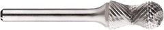 SGS Pro - 1/2" Cut Diam, 1/4" Shank Diam, Cylinder with Radius Head Single Cut Burr - Carbide, Radius End, 1" LOC, 1" OAL - All Tool & Supply