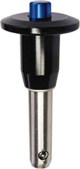 Monroe Engineering Products - 3/8" Diam, 2" Usable Length, Button Handle, Push Button Quick Release Pin - 3-13/32" OAL, Grade 17-4 Stainless Steel - All Tool & Supply