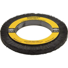 Brush Research Mfg. - 5-29/32" OD, 3-1/4" Arbor Hole, Crimped Abrasive Nylon Wheel Brush - 0.394" Face Width, 3/4" Trim Length, 3,600 RPM - All Tool & Supply