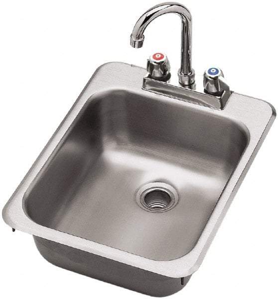 Krowne - 12" Long x 10" Wide Inside, 1 Compartment, Grade 304 Stainless Steel Drop In Sink - 20 Gauge, 17" Long x 13" Wide x 5" High Outside, 5" Deep - All Tool & Supply