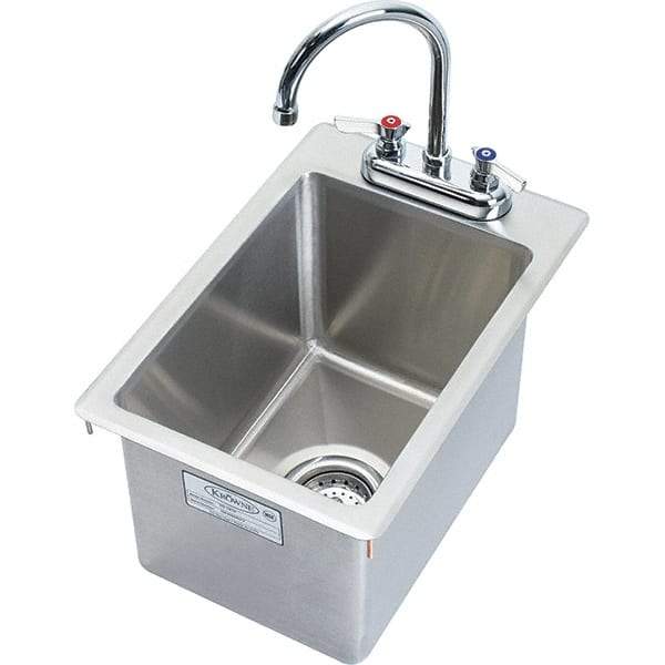 Krowne - 14" Long x 10" Wide Inside, 1 Compartment, Grade 304 Stainless Steel Drop In Sink - 20 Gauge, 9" Long x 12" Wide x 18" High Outside, 9" Deep - All Tool & Supply