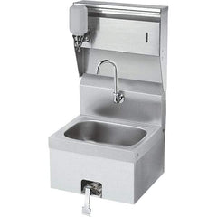 Krowne - 10" Long x 14" Wide Inside, 1 Compartment, Grade 304 Stainless Steel Hand Sink with Knee Valve - 20 Gauge, 24" Long x 16" Wide x 15" High Outside, 6" Deep - All Tool & Supply