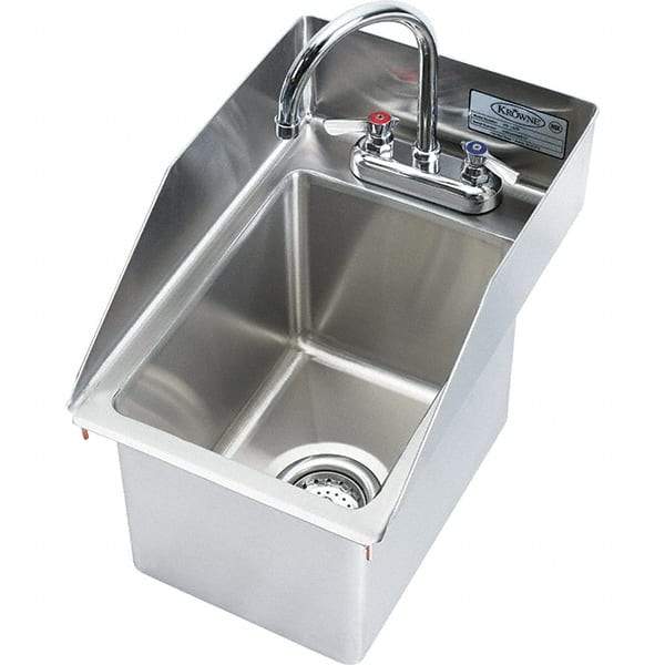 Krowne - 9" Long x 10" Wide Inside, 1 Compartment, Grade 304 Stainless Steel Drop In Sink - 20 Gauge, 18" Long x 12" Wide x 15" High Outside, 9" Deep - All Tool & Supply