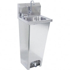 Krowne - 10" Long x 14" Wide Inside, 1 Compartment, Grade 304 Stainless Steel Hand Sink with Foot Pedal - 20 Gauge, 15" Long x 16" Wide x 32" High Outside, 6" Deep - All Tool & Supply