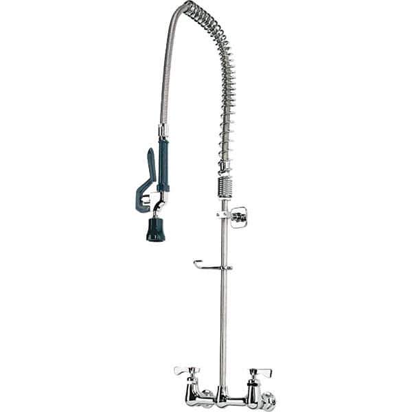 Krowne - Wall Mount, Pre Rinse Faucet with Spray - Two Handle, Color Coded, Blade Handle, Gooseneck Spout with Hose, No Drain - All Tool & Supply