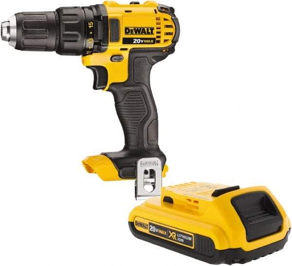 DeWALT - 20 Volt 1/2" Keyless Chuck Cordless Hammer Drill - 0 to 8,500 BPM, 0 to 600 & 0 to 2,000 RPM, Reversible - All Tool & Supply