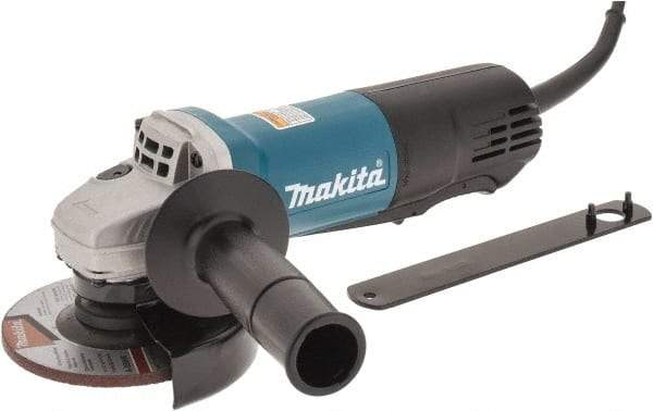 Makita - 4-1/2" Wheel Diam, 10,000 RPM, Corded Angle & Disc Grinder - 5/8-11 Spindle, 120 Volts, 7.5 Amps, Side Exhaust - All Tool & Supply