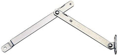 Import - 9.76" OAL x 1/2" Wide, Lid Support with Angled Foot - Left Side, 0.193" Mounting Hole Diam, 180° Max Opening, Nickel Plated Steel - All Tool & Supply