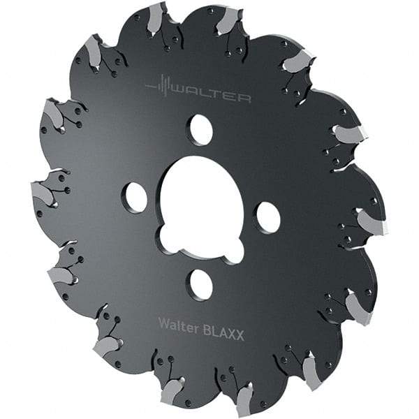 Walter - Arbor Hole Connection, 0.1575" Cutting Width, 63/64" Depth of Cut, 100mm Cutter Diam, 0.8661" Hole Diam, 9 Tooth Indexable Slotting Cutter - F5055.B Toolholder, SX-4E Insert, Right Hand Cutting Direction - All Tool & Supply