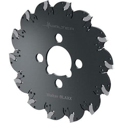 Walter - Arbor Hole Connection, 0.0787" Cutting Width, 63/64" Depth of Cut, 100mm Cutter Diam, 0.8661" Hole Diam, 9 Tooth Indexable Slotting Cutter - F5055.B Toolholder, SX-2E Insert, Right Hand Cutting Direction - All Tool & Supply