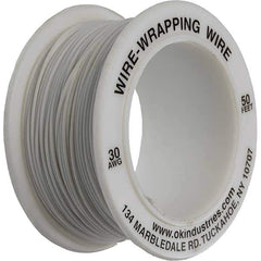 OK Industries - 30 AWG, 1 Strand, 15.2 m OAL, Copper Hook Up Wire - White Kynar Jacket - All Tool & Supply