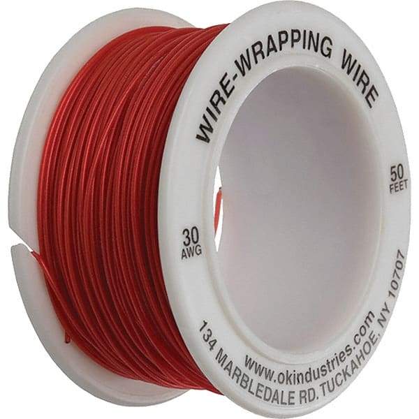 OK Industries - 30 AWG, 1 Strand, 15.2 m OAL, Copper Hook Up Wire - Red Kynar Jacket - All Tool & Supply
