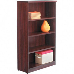 ALERA - 4 Shelf, 55" High x 31-3/4" Wide Bookcase - 14" Deep, Woodgrain Laminate, Mahogany - All Tool & Supply