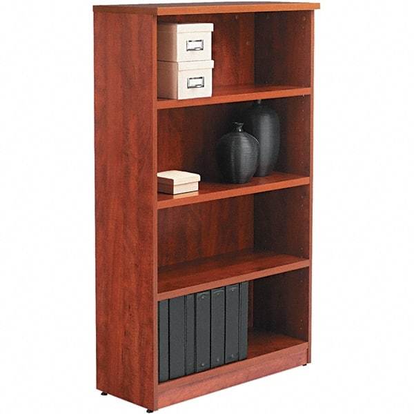 ALERA - 4 Shelf, 55" High x 31-3/4" Wide Bookcase - 14" Deep, Woodgrain Laminate, Medium Cherry - All Tool & Supply