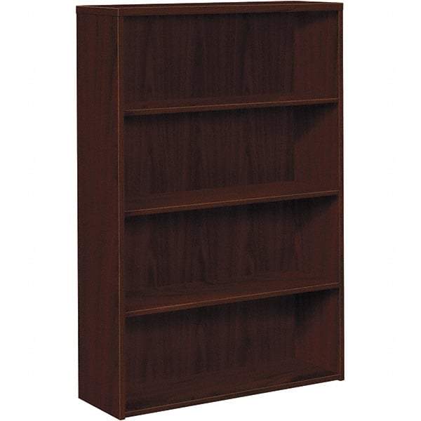 Hon - 4 Shelf, 57.13" High x 36" Wide Bookcase - 13-1/8" Deep, Woodgrain Laminate, Mahogany - All Tool & Supply