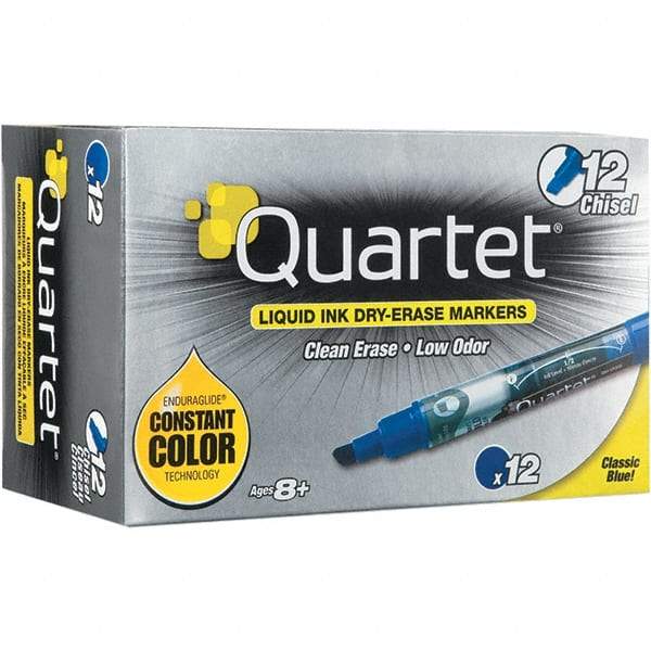 Quartet - Blue, Chisel Tip, Dozen EnduraGlide Dry Erase Markers - For Use with Dry Erase Marker Boards - All Tool & Supply