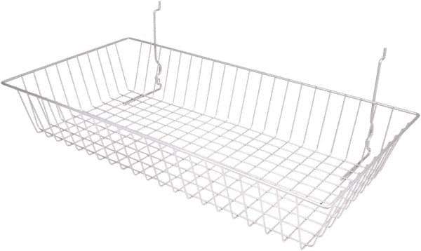 ECONOCO - 12" Deep, Rectangular Steel Peg Board/Slatwall Basket - 24" Wide x 4" High - All Tool & Supply