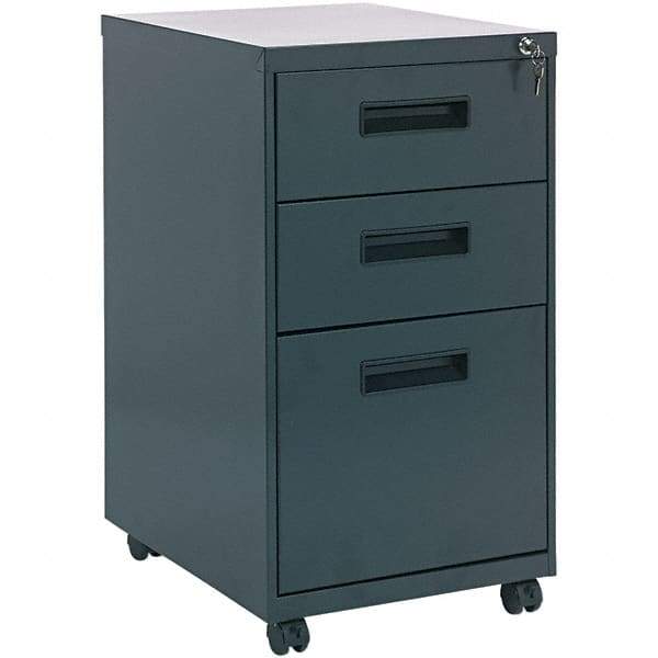 ALERA - 14" Wide x 27-3/4" High x 19-1/8" Deep, 3 Drawer Pedestal - Steel, Charcoal - All Tool & Supply