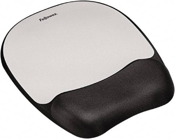 FELLOWES - 7-15/16" x 9-1/4" Black & Silver Mouse Pad/Wrist Rest - Use with Computer, Laptop - All Tool & Supply