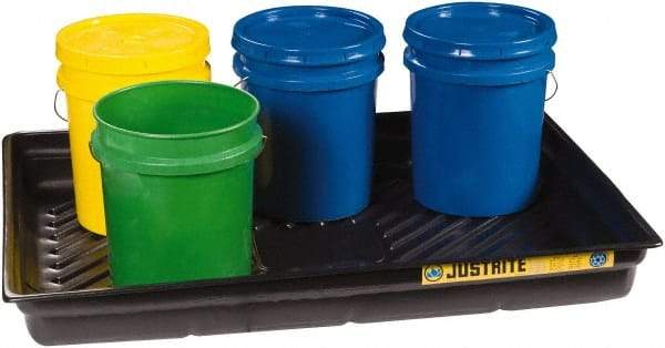 Justrite - 29 Gallon Capacity, 33 Inch Long x 47 Inch Wide, Polyurethane Spill Tray - 33 Inch Diameter, 5-1/2 Inch High, Black - All Tool & Supply