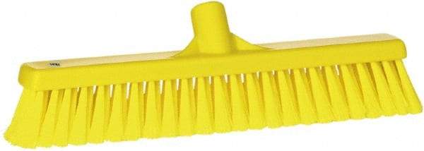 Vikan - 16" Fine Particle Synthetic Push Broom - 2" Bristle Length, Plastic Block, European Threaded Handle Connection - All Tool & Supply