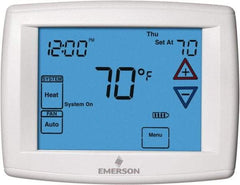 White-Rodgers - 45 to 99°F, 3 Heat, 2 Cool, Universal Touch Screen Programmable Thermostat - 0 to 30 Volts, Horizontal Mount, Electronic Contacts Switch - All Tool & Supply