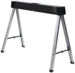 Stanley - Galvanized Sheet Metal & Polypropylene Foldup Sawhorse - Silver/Black & Yellow, For 2 x 4" Construction Applications - All Tool & Supply