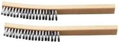 Ability One - 4 Rows x 1 Column Steel Plater's Brush - 13" OAL, 1" Trim Length, Wood Curved Handle - All Tool & Supply