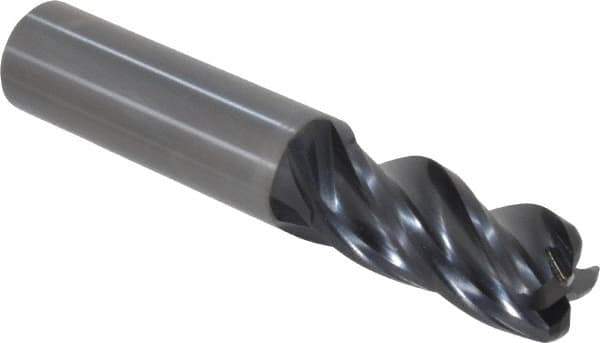 OSG - 5/8", 4 Flute, Single End, Solid Carbide, 1/8" Corner Radius End Mill - 3-1/2" OAL, 35° Helix, Right Hand Flute, 1-1/4" LOC, Right Hand Cut - All Tool & Supply