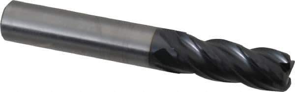 OSG - 1/2", 4 Flute, Single End, Solid Carbide, 0.09" Corner Radius End Mill - 3-1/2" OAL, Right Hand Flute, 1-1/4" LOC, Right Hand Cut - All Tool & Supply