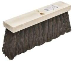 Ability One - 16" Rough Surface Polypropylene Push Broom - 6-3/4" Bristle Length, Wood Block, Tapered Handle Connection - All Tool & Supply