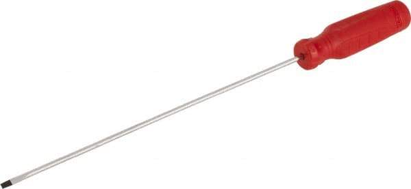 Proto - 286mm OAL Cabinet Slotted Screwdriver - 203mm Blade Length, Round Shank, Ergonomic Handle - All Tool & Supply