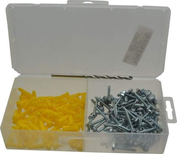 Value Collection - 200 Piece, #6 to 8 Screw, Plastic & Steel Hex Drive Anchor Assortment - Zinc Plated, 3/4" Long - All Tool & Supply