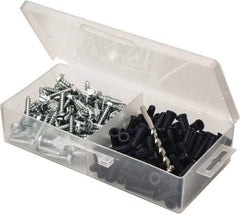 Value Collection - 200 Piece, #10 to 12 Screw, Plastic & Steel Hex Drive Anchor Assortment - Zinc Plated, 1" Long - All Tool & Supply