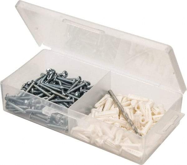 Value Collection - 200 Piece, #8 to 10 Screw, Plastic & Steel Slotted/Phillips Drive Anchor Assortment - Zinc Plated, 7/8" Long - All Tool & Supply