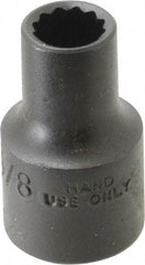 Proto - 3/8", 1/2" Drive, Standard Hand Socket - 12 Points, 1-1/2" OAL, Alloy Steel, Black Finish - All Tool & Supply