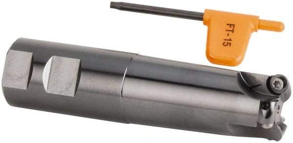 Kennametal - 1-1/4" Cutting Diam, 1-1/4" Shank Diam, 1-1/4" Max Depth of Cut, Straight Shank Indexable Copy End Mill - 3 Inserts, RD.X 10.. Insert, KDM Toolholder, Through Coolant - All Tool & Supply