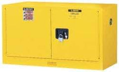 Justrite - 2 Door, 1 Shelf, Yellow Steel Stackable Safety Cabinet for Flammable and Combustible Liquids - 24" High x 43" Wide x 18" Deep, Manual Closing Door, 17 Gal Capacity - All Tool & Supply