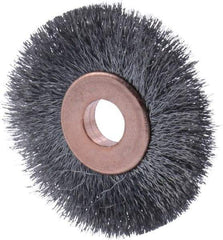 Osborn - 1-1/2" OD, 1/4" Arbor Hole, Crimped Steel Wheel Brush - 1/8" Face Width, 21/64" Trim Length, 0.003" Filament Diam, 20,000 RPM - All Tool & Supply