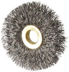 Osborn - 2-1/2" OD, 1/2" Arbor Hole, Crimped Steel Wheel Brush - 1/4" Face Width, 3/4" Trim Length, 0.014" Filament Diam, 20,000 RPM - All Tool & Supply