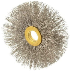 Osborn - 3" OD, 1/2" Arbor Hole, Crimped Stainless Steel Wheel Brush - 1/4" Face Width, 1" Trim Length, 0.008" Filament Diam, 20,000 RPM - All Tool & Supply