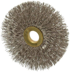 Osborn - 3" OD, 1/2" Arbor Hole, Crimped Stainless Steel Wheel Brush - 1/4" Face Width, 1" Trim Length, 0.014" Filament Diam, 20,000 RPM - All Tool & Supply