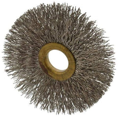 Osborn - 3" OD, 5/8" Arbor Hole, Crimped Stainless Steel Wheel Brush - 3/8" Face Width, 15/16" Trim Length, 0.014" Filament Diam, 20,000 RPM - All Tool & Supply