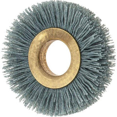 Osborn - 2" OD, 5/8" Arbor Hole, Crimped Nylon Wheel Brush - 3/8" Face Width, 7/16" Trim Length, 0.022" Filament Diam, 15,000 RPM - All Tool & Supply