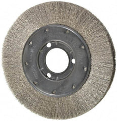 Osborn - 6" OD, 1-1/4" Arbor Hole, Crimped Stainless Steel Wheel Brush - 5/8" Face Width, 1-1/8" Trim Length, 0.005" Filament Diam, 6,000 RPM - All Tool & Supply