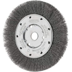 Osborn - 6" OD, 5/8" Arbor Hole, Crimped Steel Wheel Brush - 5/8" Face Width, 1-1/8" Trim Length, 0.008" Filament Diam, 6,000 RPM - All Tool & Supply