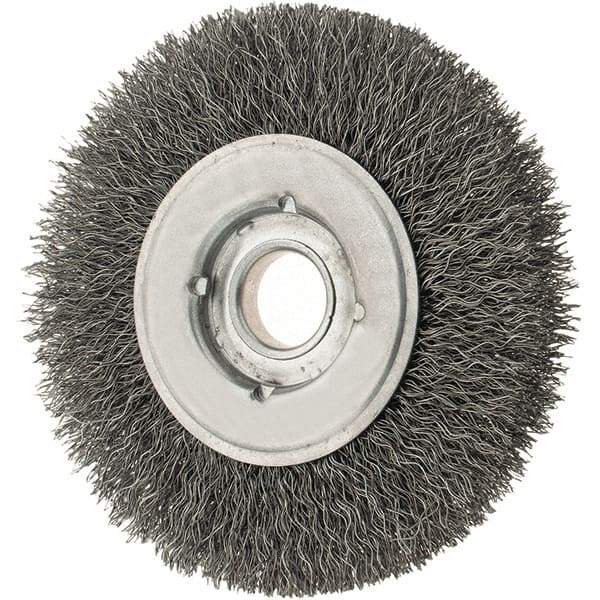 Osborn - 4" OD, 5/8" Arbor Hole, Crimped Steel Wheel Brush - 5/8" Face Width, 13/16" Trim Length, 0.0118" Filament Diam, 6,000 RPM - All Tool & Supply