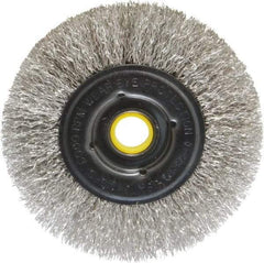 Osborn - 4" OD, 1/2 & 5/8" Arbor Hole, Crimped Stainless Steel Wheel Brush - 3/8" Face Width, 13/16" Trim Length, 0.0104" Filament Diam, 6,000 RPM - All Tool & Supply