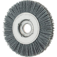 Osborn - 4" OD, 5/8" Arbor Hole, Crimped Nylon Wheel Brush - 5/8" Face Width, 3/4" Trim Length, 0.04" Filament Diam, 12,000 RPM - All Tool & Supply