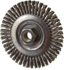 Osborn - 4" OD, 5/8-11 Arbor Hole, Knotted Steel Wheel Brush - 3/16" Face Width, 1" Trim Length, 0.02" Filament Diam, 12,000 RPM - All Tool & Supply